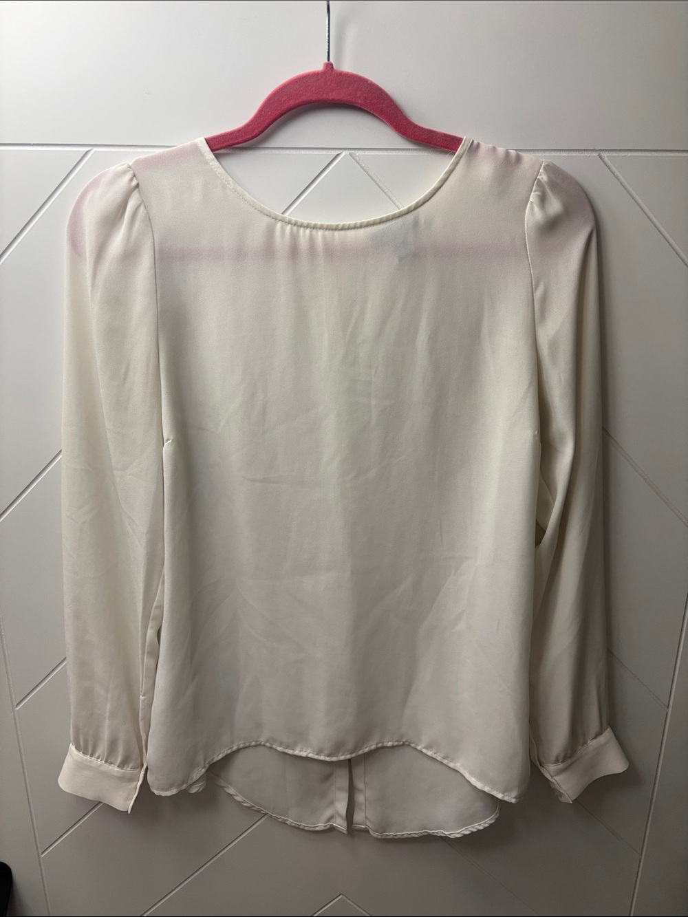 Jacob Cream Long-Sleeve Blouse with Subtle Puff Shoulders